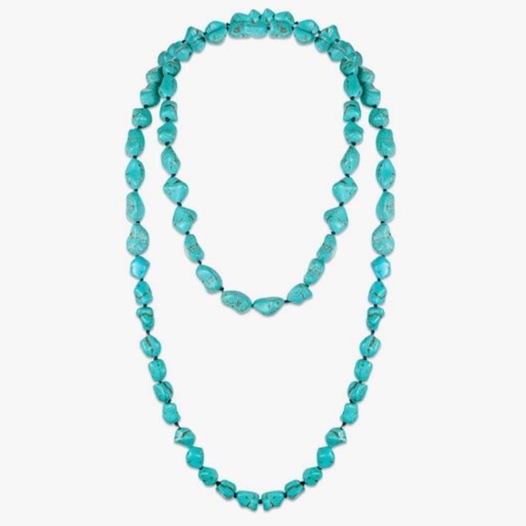 Turquoise Beads Necklace 47.5 Inch Long (Natural Shape) - Picture 1 of 10